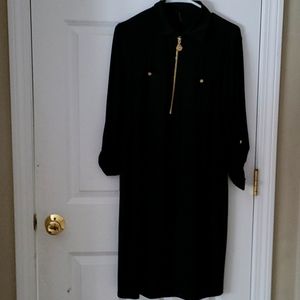 A silk black dress with golden lion jules and for medium women.